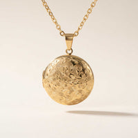 Thumbnail for Floral Round Photo Locket Necklace