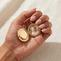 Thumbnail for Floral Round Photo Locket Necklace