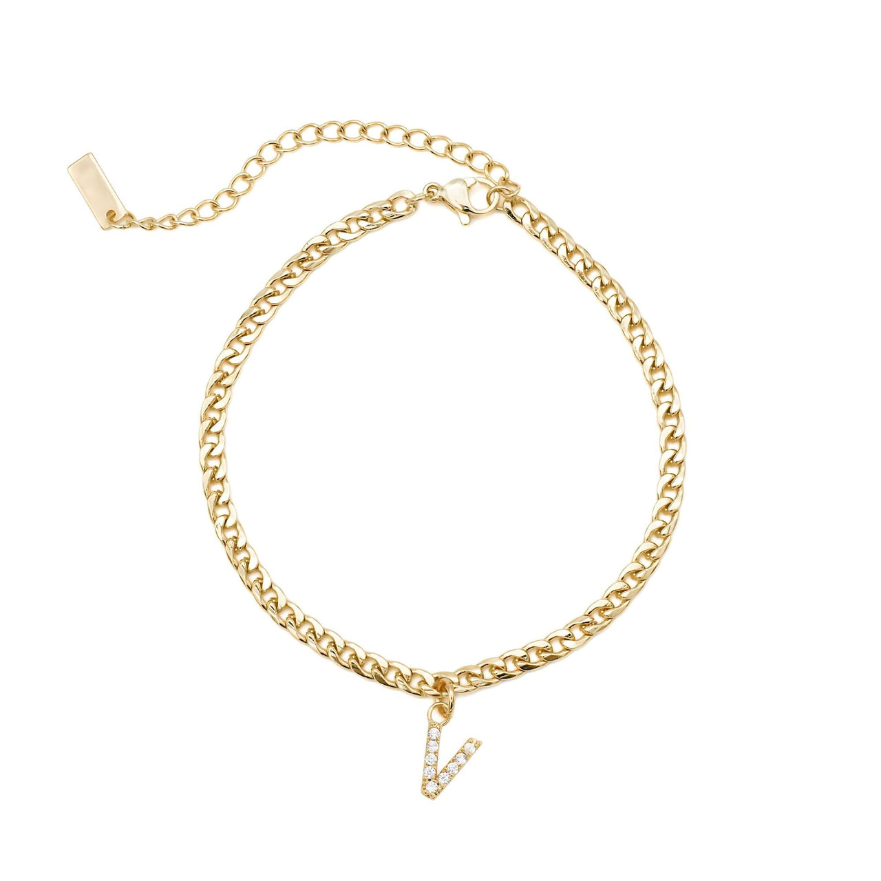 Gold Initial Anklet - Ankle Bracelet - Anklet for Women - Gold Leg Bracelet Anklet V Brother & Sisters