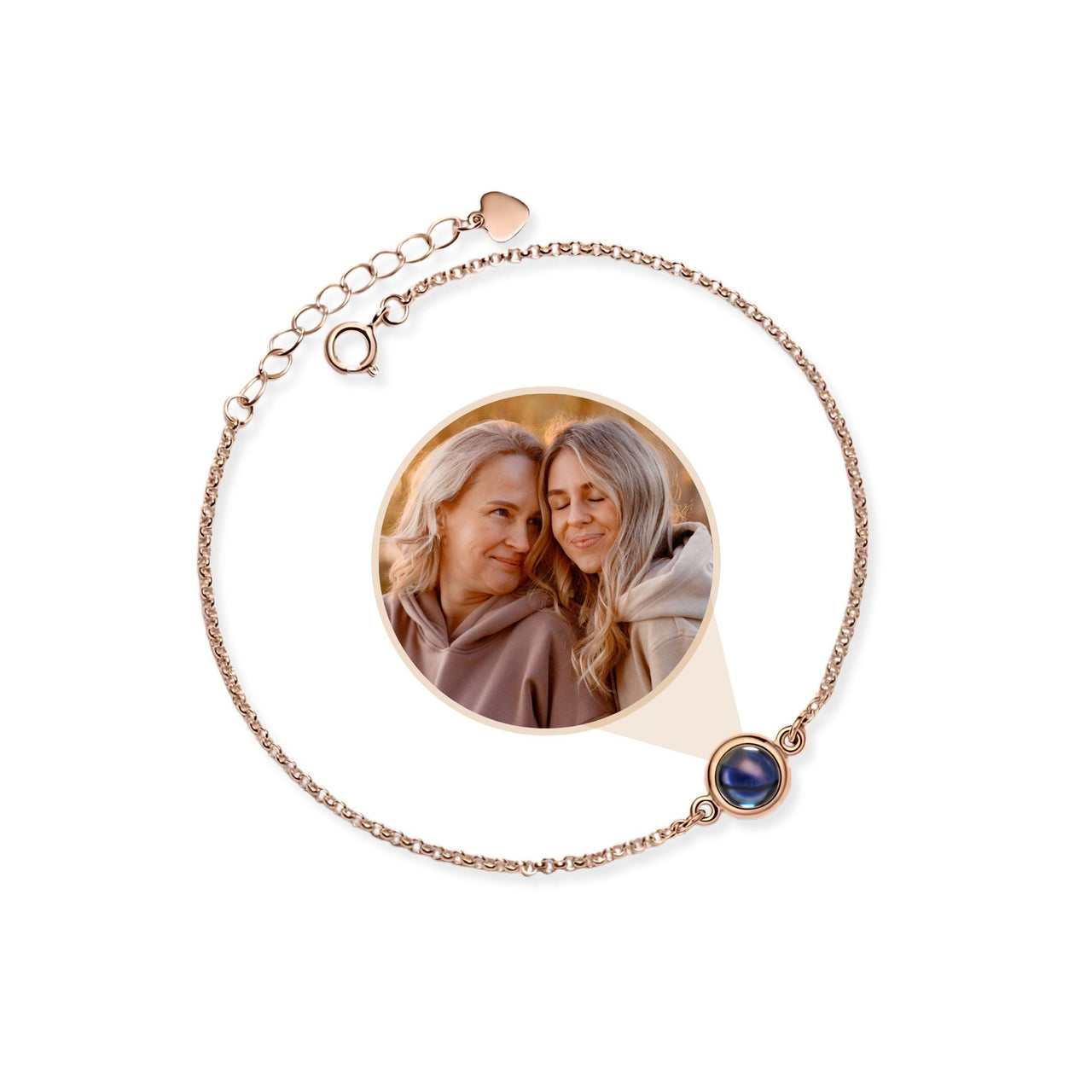 Photo Projection Bracelet - Personalized Gift for Women - Custom Jewelry For Her - Custom Bracelet Picture - Personalised Photo Gift Bracelet Rose Gold Brother & Sisters