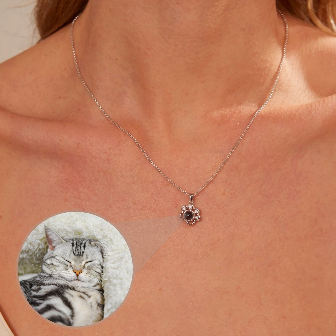 Paw Print Photo Necklace