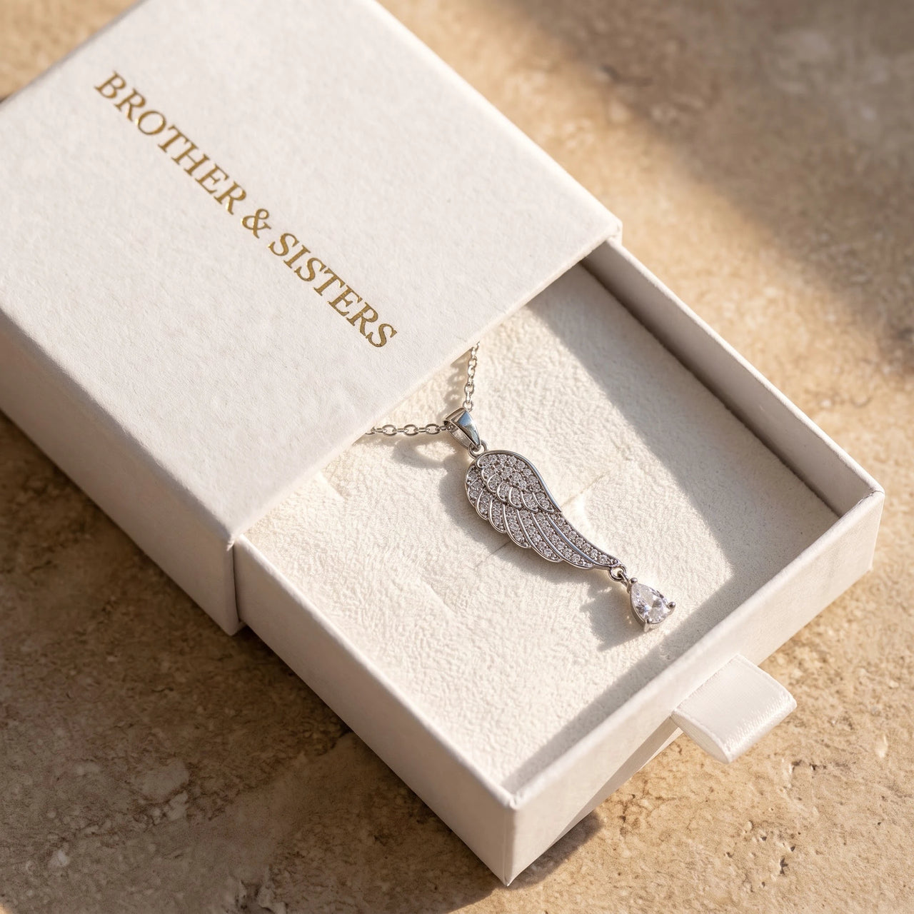 The silver necklace in the Brother & Sisters gift box | SKU: 42005-silver