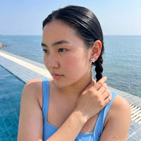 Thumbnail for Flower earrings — worn by the water, silver | SKU: 419620-silver
