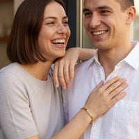 Thumbnail for Open cuff bracelet — worn by a couple, gold | SKU: btuvoy-g