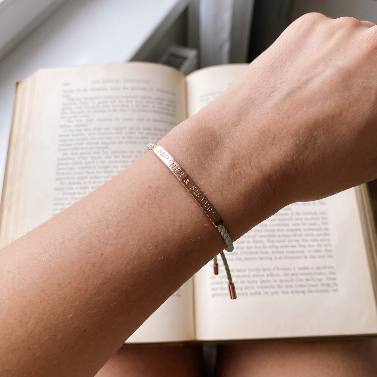 Braided bracelet — worn, real size, rose gold | SKU: lanature-rg