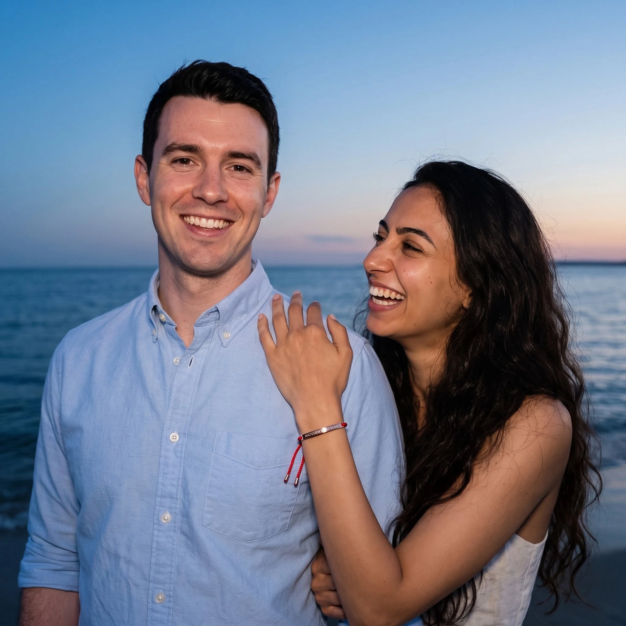 Red rope bracelet — worn by a couple, rose gold | SKU: lamour-rg