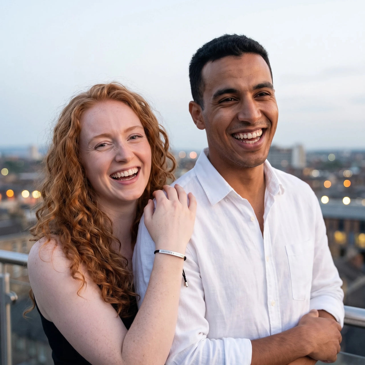 Black string bracelet — worn by a couple, silver | SKU: lecaviar-wg