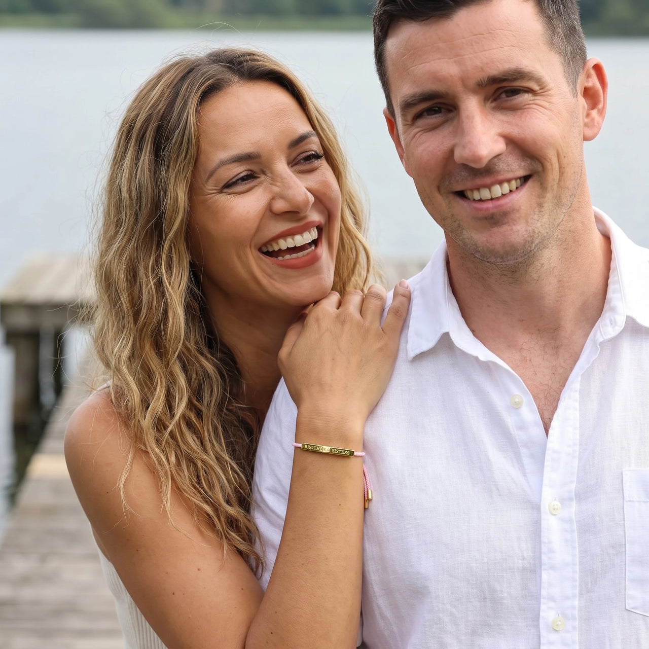 Pink bracelet — worn by a couple, gold | SKU: lecorail-g