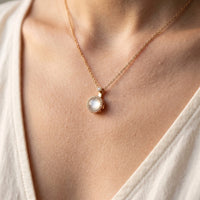 Thumbnail for Moonstone pendant — close-up of the details, gold | SKU: lelunaire