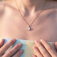 Thumbnail for Halo necklace — worn, real size, gold | SKU: lelunaire