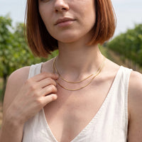 Thumbnail for Layered necklace — worn, everyday gesture, gold | SKU: lesimplenecklace