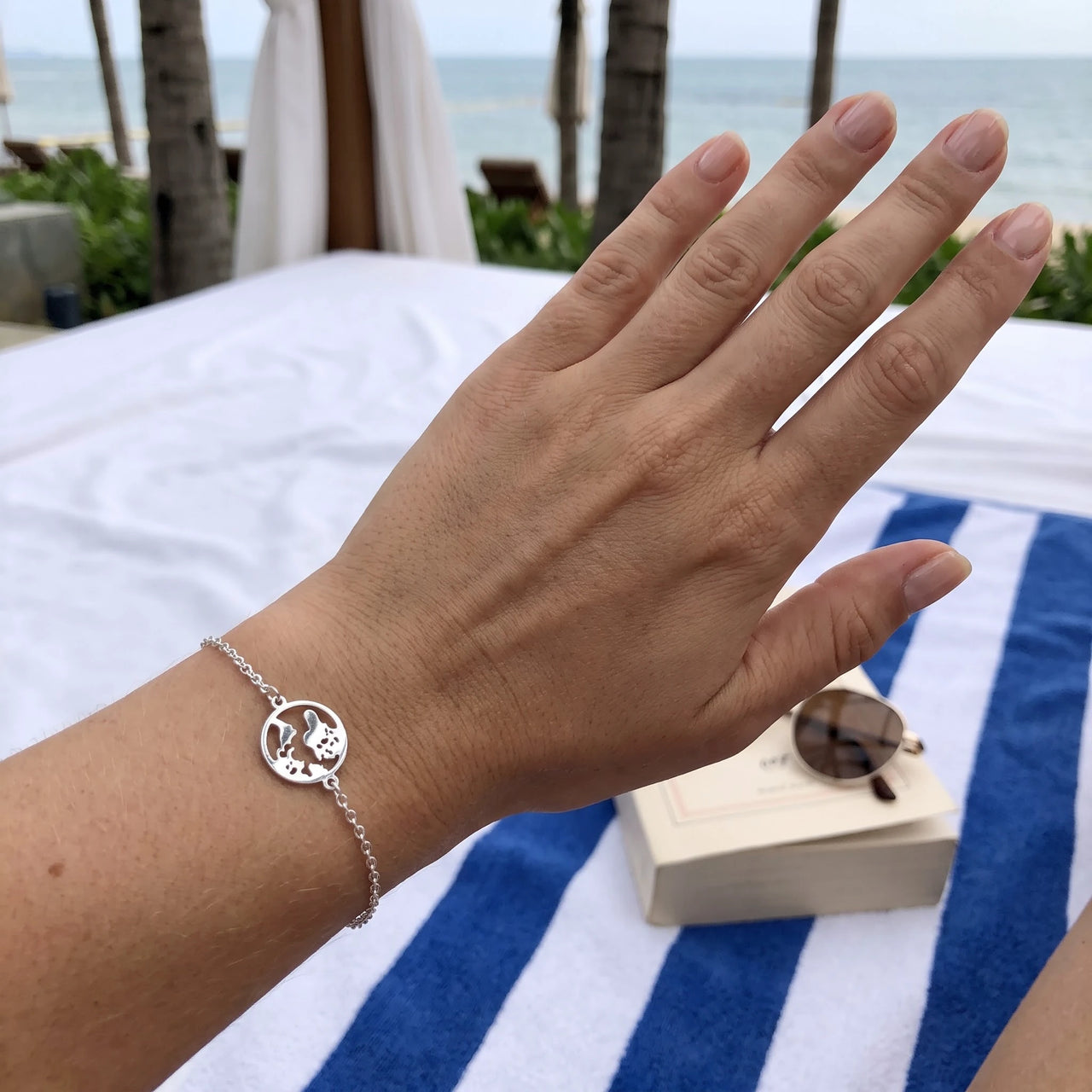 Earth bracelet — worn, real size, silver | SKU: 22665062-white-gold