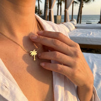 Thumbnail for Palm tree pendant — worn, real size, gold | SKU: 8732822-gold-color