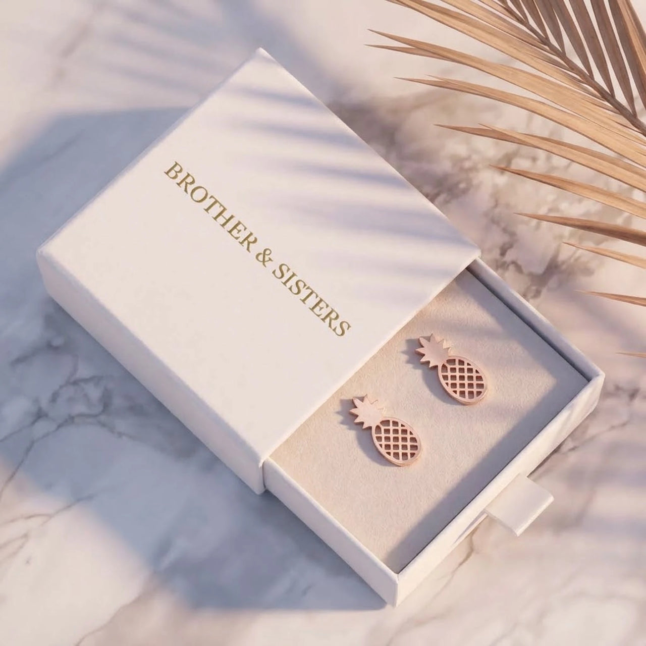 Pineapple earrings — in the gift box, rose gold | SKU: 437186-rose-gold-color