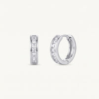 Thumbnail for Silver huggie earrings — product photo on a white background, silver | SKU: 22023999-rhodium