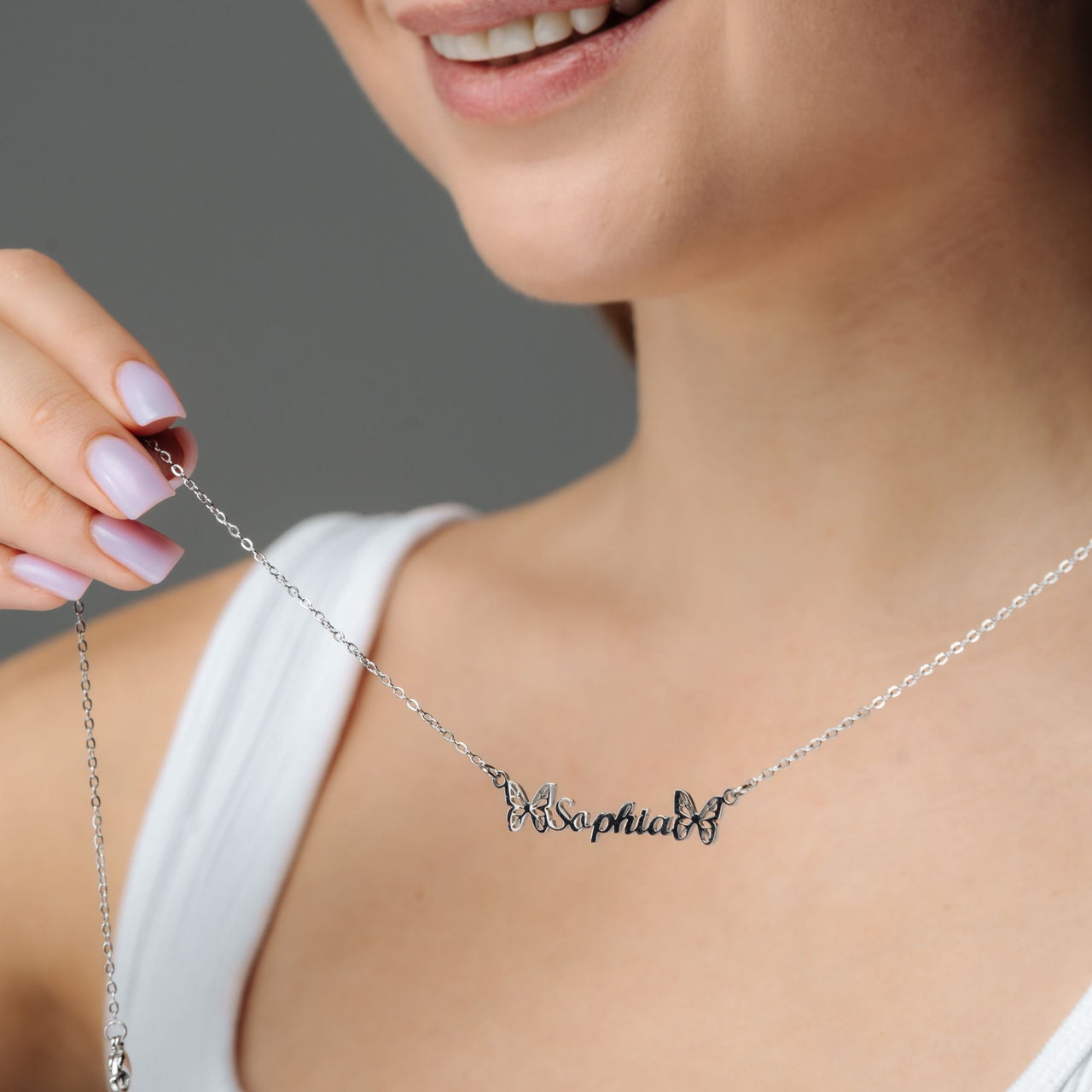 Personalised Butterfly Name Necklace – Custom Jewelry Gift for Women - Custom Name Necklace - Gifts for Mother's Day - Gifts for Mom - Personalized Gift Necklace Brother & Sisters