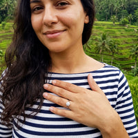 Thumbnail for Solitaire engagement ring — worn on a getaway, silver | SKU: 33759698-4.5-silver