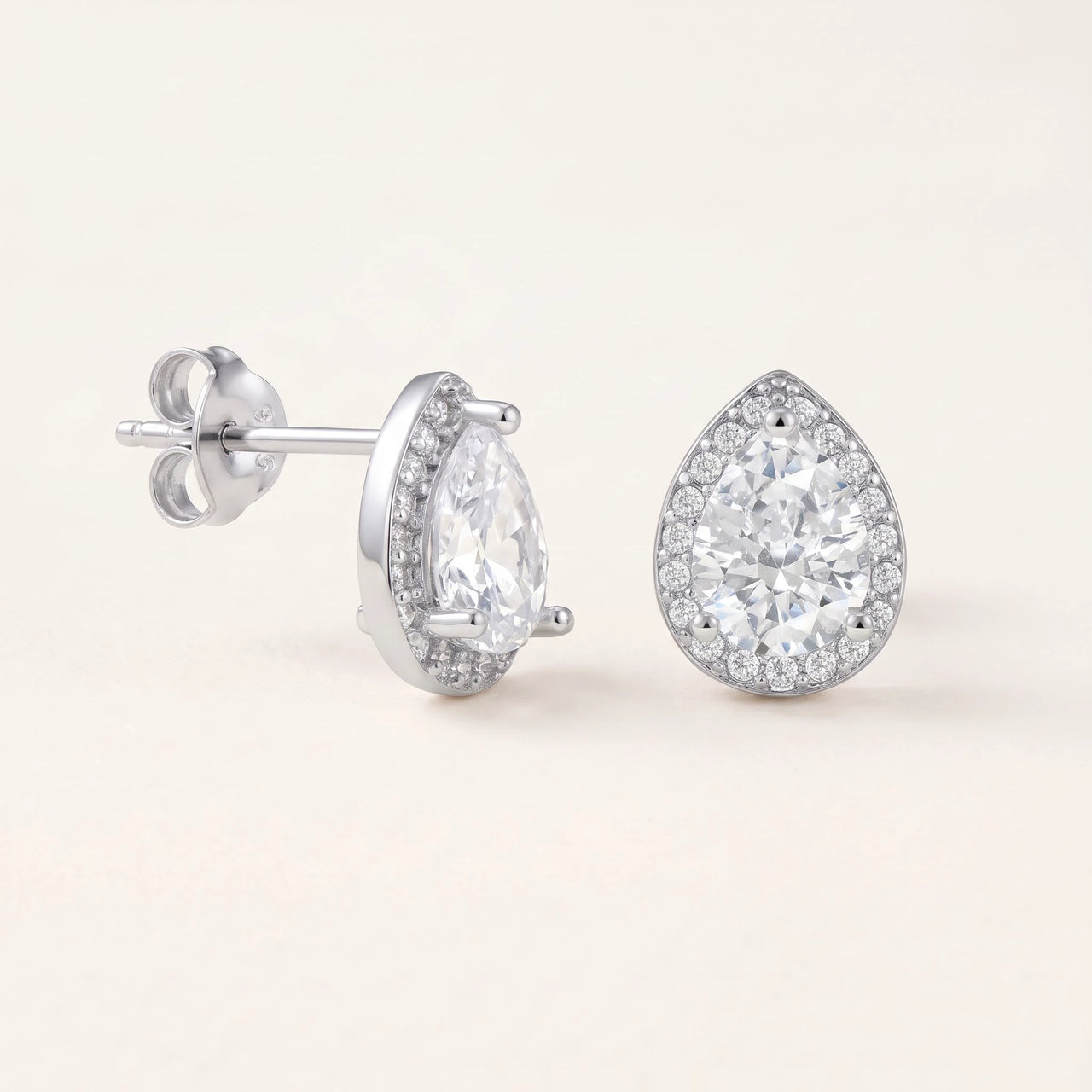 Teardrop earrings — product photo on a white background, silver | SKU: 505174