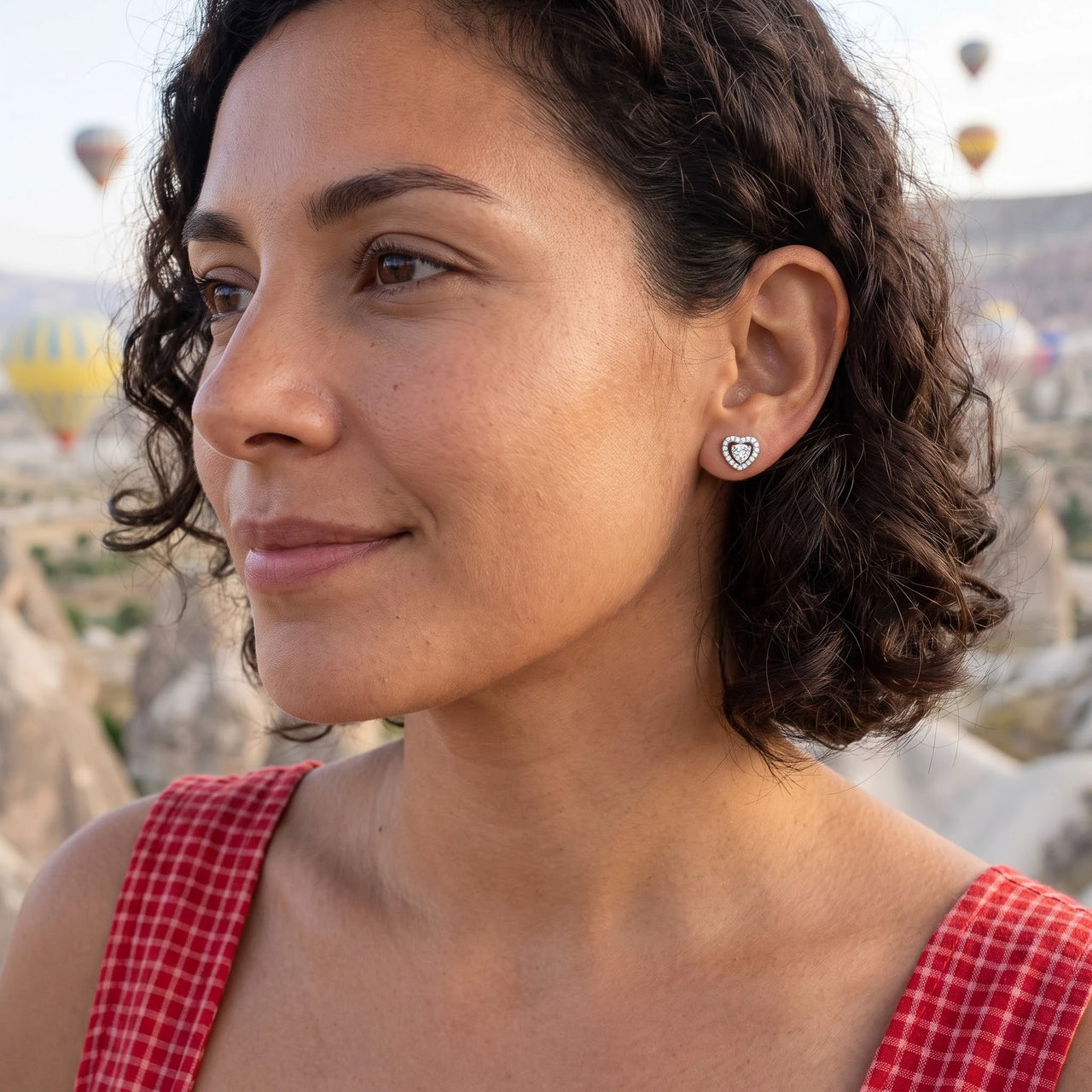 Heart earrings — worn on a getaway, silver | SKU: 1953493