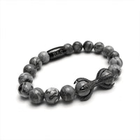 Thumbnail for Man Bracelet - Men’s Beaded Bracelets - Black Viking & Grey Stones - Men’s Bracelet Bracelet Brother & Sisters