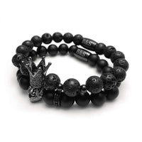 Thumbnail for Man Bracelets - Men’s Beaded Bracelets - Black Crowned Lion Set - Men’s Bracelet Bracelet Brother & Sisters